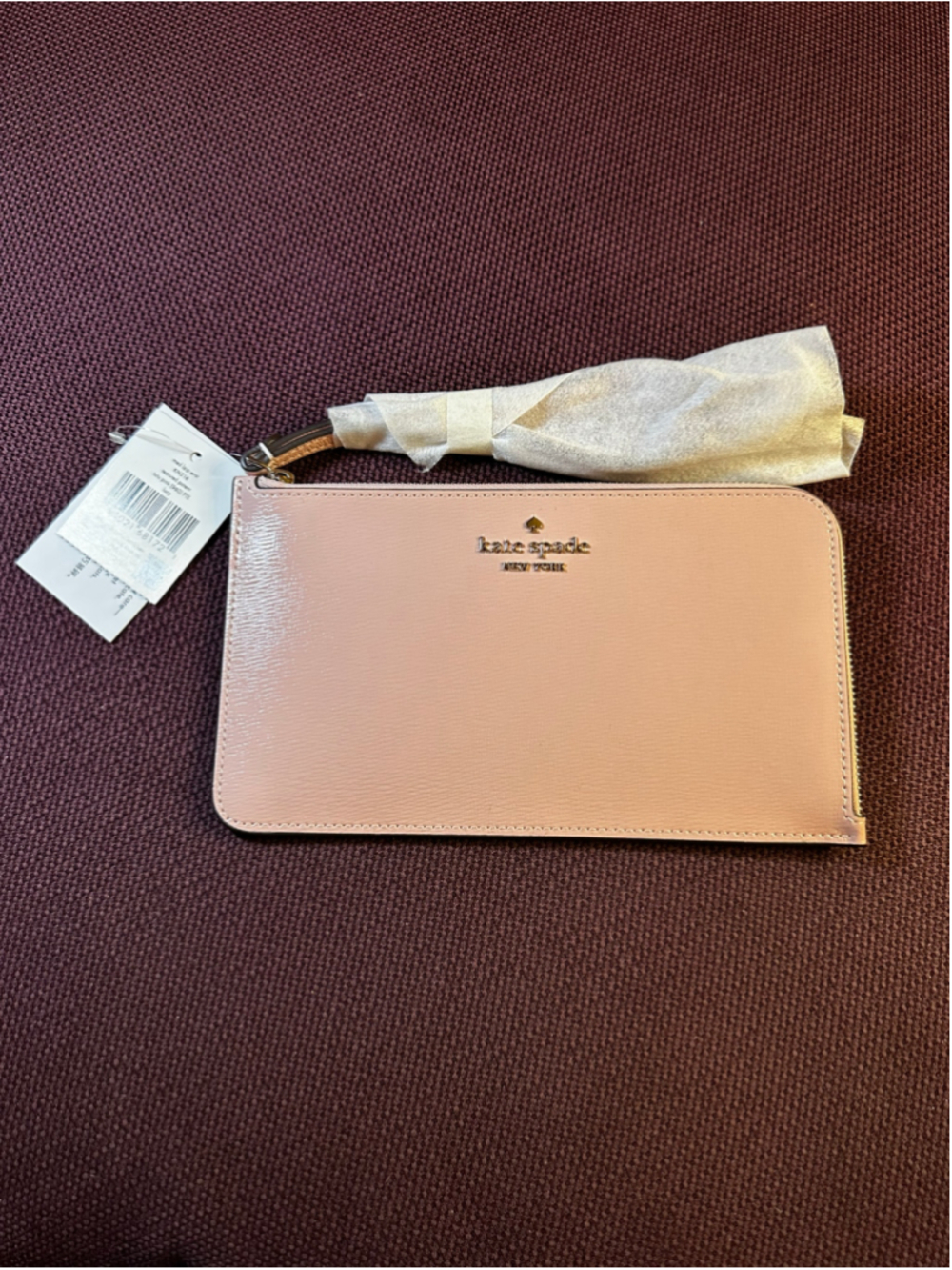 Kate Spade Glossy Blush Pink Wristlet Zip Clutch